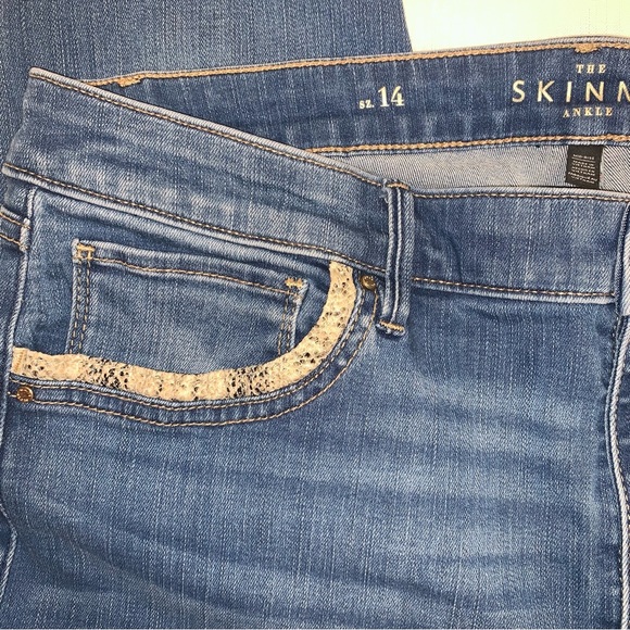 White House WHBM Skinny Ankle Jeans Women 14 Snakesin Trimmed Skinny Ankle Denim - Picture 10 of 13